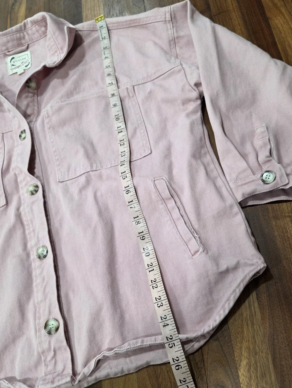Stoosh Womens Cropped Jacket Pink Button Front Utility Shacket Short Sleeve Boxy